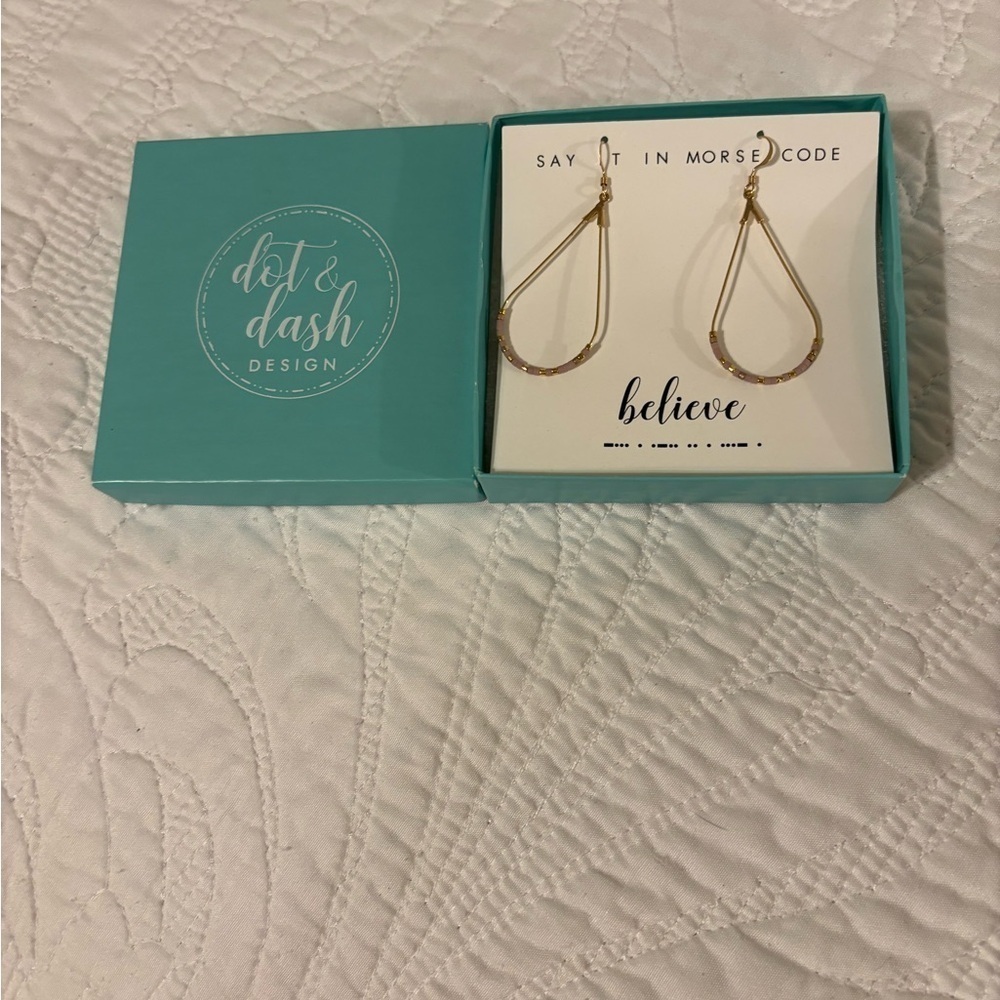 Dot & Dash design earrings Morse code for believe